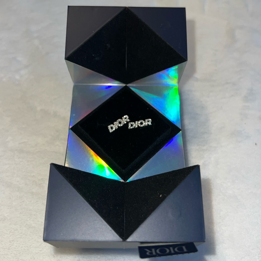 Dior Crystal Logo Stud Earrings